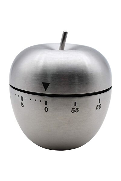 Flippy Χρονοδιακόπτης Κουζίνας, Flippy, Μηχανικός, Σχήμα Μήλου, Ανοξείδωτο Ατσάλι, Χρονοδιακόπτης 60 λεπτών, 7,5 x 6,2 cm, Ασημί