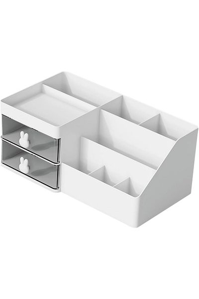 Flippy Cutie de depozitare, pliabilă, papetărie, organizator de cosmetice, plastic, alb