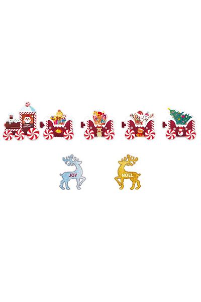 OEM Christmas Decoration, for Garden, Train Type, 7 Figurines + Sticks to Stick in