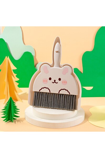 Flippy Mătură mini, făraș, rabatabilă, uz casnic, model iepuraș, 23 x 18 cm, bej