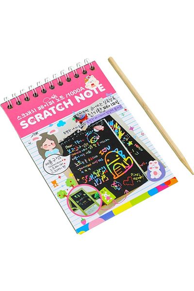 OEM DIY Magic Scratch Scratch Book, 12 Pages, Rainbow, Wooden Pencil, Paper