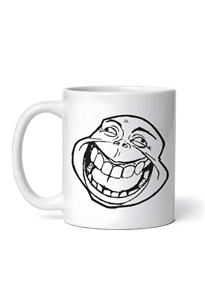 OEM Cană albă personalizată, Meme Troll cu zâmbet larg, INOVATIX®. 330ml
