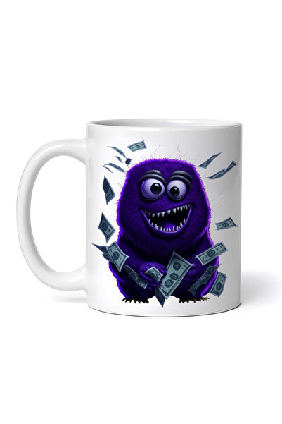 OEM Cană albă personalizată, Mic monstru cu bani, INOVATIX®. 330ml