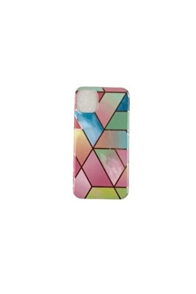 Flippy protective case compatible with Apple iPhone 12 Soft IMD TPU Marble Geometric Pink