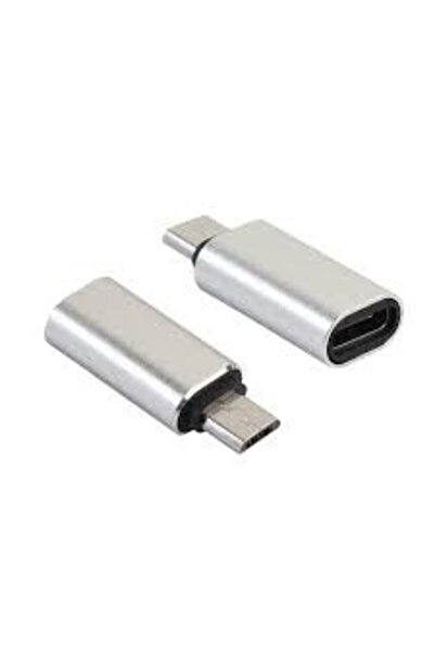 Flippy Type C (female) to micro USB (male) adapter with included Keychain Holder, Silver