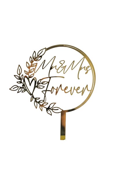 OEM Decoratiune Topper pentru Tort Model Mr&Mrs Forever, Tematica Nunta, 10 c...
