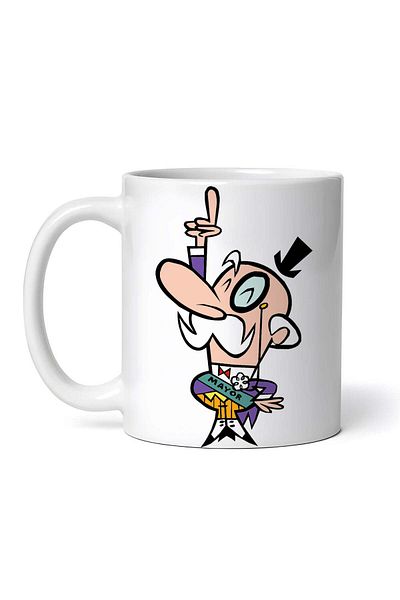 OEM Cană albă personalizată, Primarul orașului Townsville Fetițele Powerpuff, INOVATIX®. 330 ml