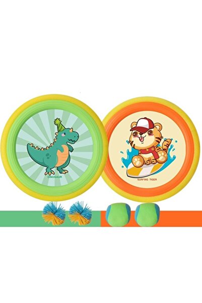 Fippy Set frisbee interactiv pentru copii — 2 palete elastice, 30 cm, 4 mingi, 3+ ani, multicolor