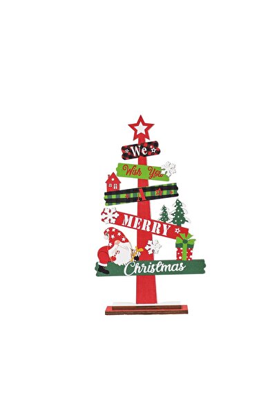 OEM Wooden Christmas Decoration, for Table, Fir Tree Model, We Wish You A Merry Chris Writing
