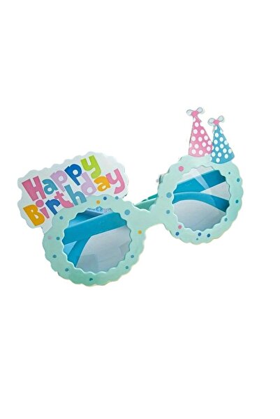 Flippy Decorative Glasses, Flippy, Party, Happy Birthday Pattern, 13.5x8.5cm, Blue with Blue Sloths