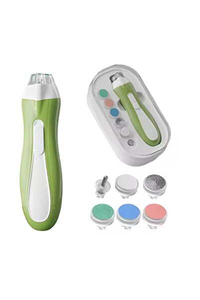 Flippy Electric Nail File for Babies and Children, ABS, 6 Accessories, LED, Green