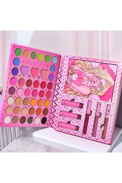 Flippy Set de 8 produse de machiaj, KEVIN & COCO, Butterfly Dream Girl, 49 de culori, 24,7 x 19,7 x 2,7 cm