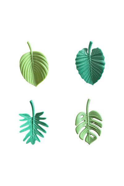 Optim Solution Set 4 magneți de frigider, model frunză, ABS și magnet, verde