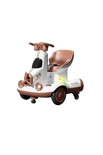 dalip Electric Ride-On Car, 4 Wheels, Remote Control, LED Lights & Music, 2+ yrs, Brown