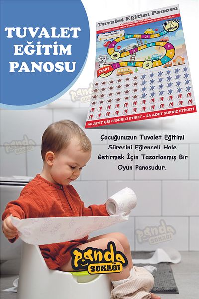 PANDA SOKAĞI Toilet Training Sticker Board Fun and Educational 30X42 Special Cut Self Adhesive Sticker