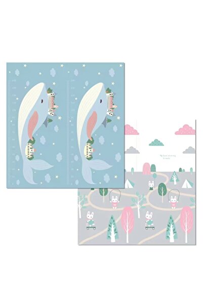 Flippy Double-Sided Baby Play Mat, Whales/Bunnies, XPE+PE, 180x200x1.5 cm, Multicolor