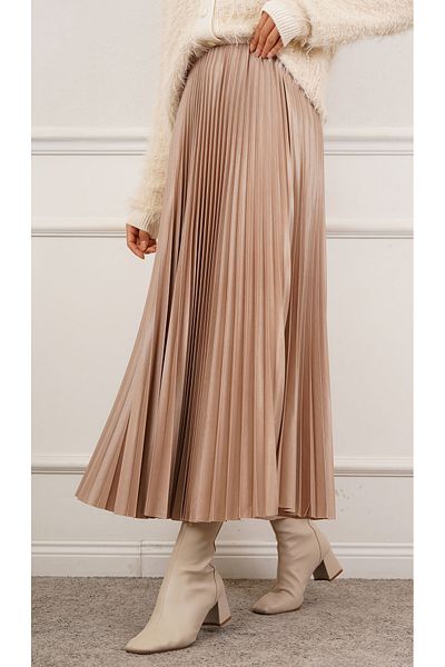MODA Leather Look Pleated Skirt