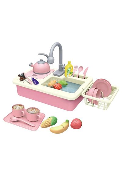 zola Set chiuveta si plita de jucarie pentru copii, cu accesorii, dimensiuni 56 x 27 x 31 cm, roz