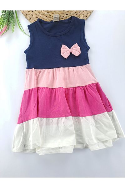 Butik Girl's Summer Dress Colorful Combed Cotton Fabric