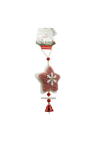 Flippy Ornament de brad broderie cu stea, Flippy, roz, lemn, 18 cm