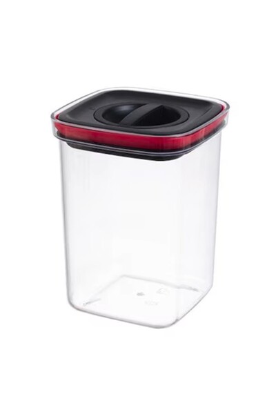 Flippy Food Storage Container - Transparent with Black Lid, 11.5 x 11.5 x 15 cm, 1200 ml