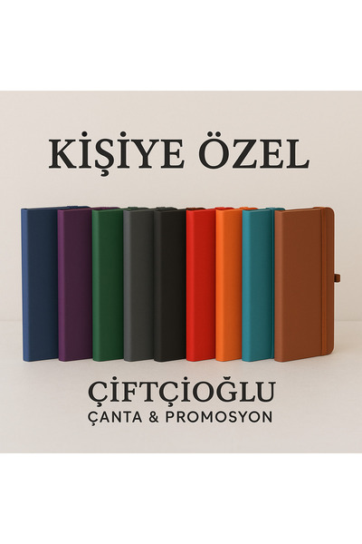 çiftçioğlu Kişiye Özel İsim Yazılı Termo Deri ve Lastikli Tarihsiz Çizgili Defter 13x21