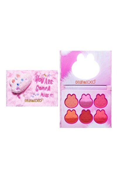 The Hub Set de Machiaj Kevin&Coco, 6 culori Blush, Husa Pufoasa, Model Pisicu...