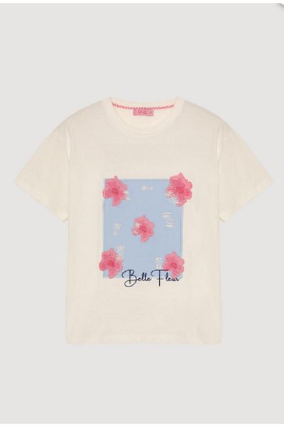 Quzu Embroidery Detailed T-Shirt Ecru