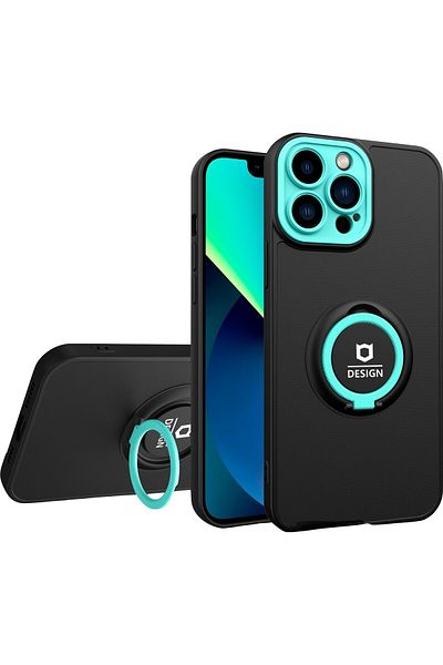 OEM Eagle Eye Case with Stand for Apple iPhone 13 Pro (6.1) Black/Turquoise Magnetic Car Holder Protect
