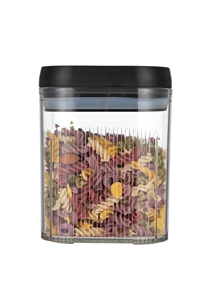 Flippy Food Storage Box Container 1.3L - Transparent with Black Lid