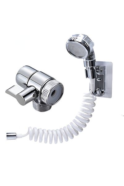 bzstore Shower Extension Set,for Bathroom or Kitchen Faucet, 4 Pieces, Negative Ion Filter, 1.5 Meter