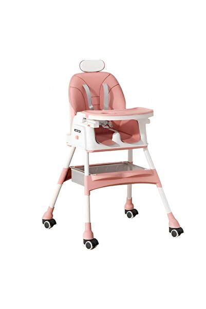 Flippy Scaun de Masa pentru Bebelusi si Copii Flippy, cu Roti, cu Tetiera, Telescopic, 97 x 73 x 65 cm, Roz