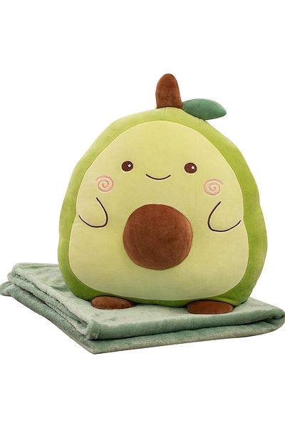 OEM 2in1 Blanket for Bed or Sofa, Avocado Toy Pattern with Storage Space Pa
