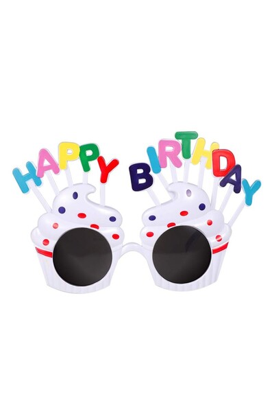 Flippy Happy Birthday Glasses, Birthday Theme, Sun Protection, Plastic, Cupcakes Model, 18.5x11.5 cm