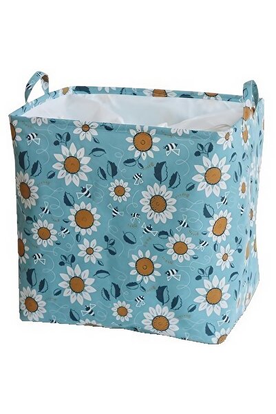 Flippy Coș Depozitare Flippy, Capac cu Șnur, 175L, Strat Impermeabil, 50x50x70 cm, Albastru Deschis, Flori