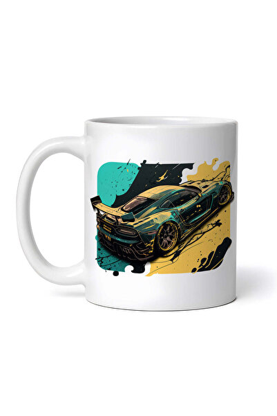 OEM Cană albă personalizată, Mașină de curse metalică, INOVATIX®. 330ml