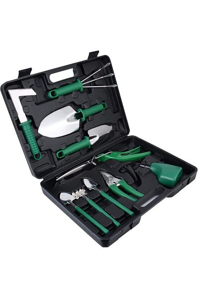OEM Set of 10 Garden Tools, for Planting, Tilling and Plant Care, Handles
