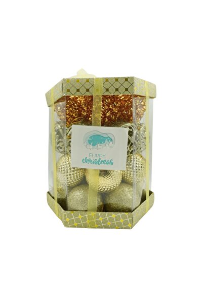 Flippy Set de 28 ornamente brad, Flippy, de tip Glob, Cupru/Auriu, din polistiren, sclipitor, 18x22x18 cm