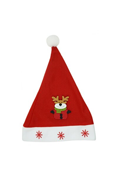 dalip Santa Hat with Reindeer Pattern and Snowflake Ornament, Red, One Size, Textile
