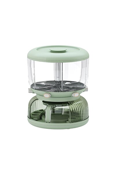 Flippy 10L 360 Rotating Cereal Dispenser, 6 Compartments, Egg Tray, 35x27.5 cm, Green