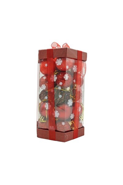 The Hub Set de 35 ornamente de brad, de tip Glob, Rosu, din polistiren, cu fi...