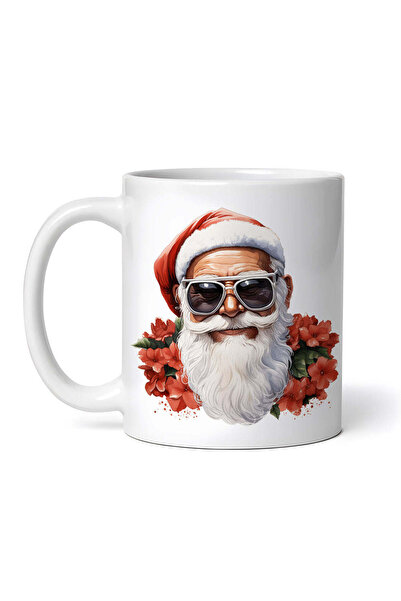 OEM Εξατομικευμένη Λευκή Κούπα, Άγιος Βασίλης με Λουλούδια, Inovatix®. 330ml