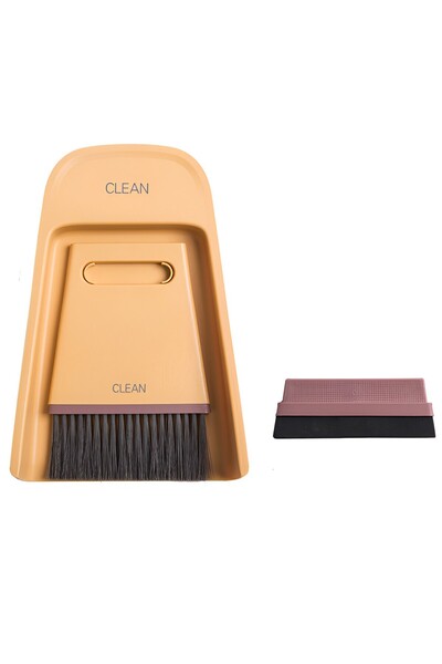 Flippy Mini Broom, Dustpan, Flippy, Household Use, Two Brushes, for Office, Kitchen, Home, 19.5x13.8x3.6 cm