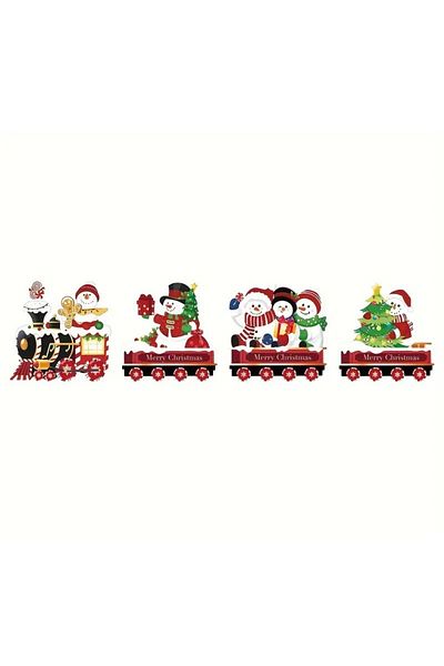OEM Christmas Decoration, for Garden, Train Type, 4 Figurines + Sticks to Stick in