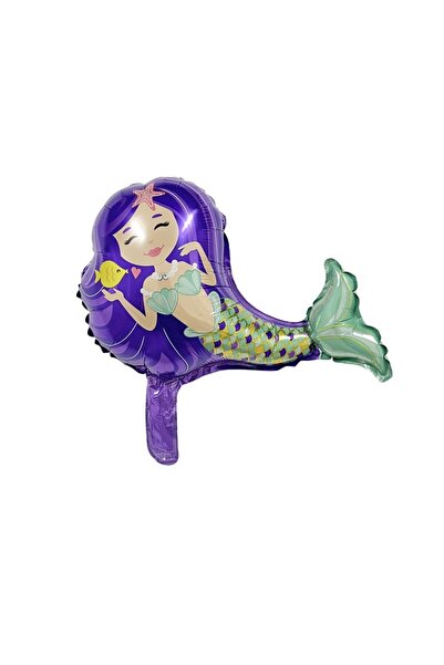 Flippy Balon folie metalică, figurină mini sirenă cu păr mov, temă petrecere,...