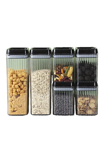 Flippy Set of 6 Plastic Containers, Airtight, Wavy Texture, 4×1.5L & 2×3.3L, Transparent