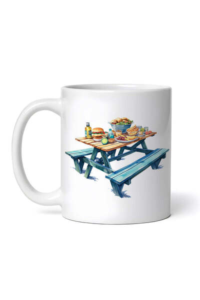 OEM Cană albă personalizată, masă de picnic, Inovatix®. 330 ml