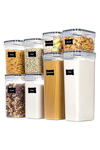 Flippy food storage boxes, set of 8, PP plastic, transparent, assorted sizes