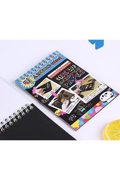 OEM DIY Magic Scratch Scratch Book, 12 Pages, Rainbow, Wooden Pencil, Paper