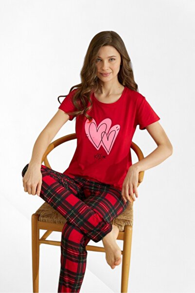 seamlife Ženska 100% pamuk delna tkanina crveno srce Sa deznom kratki rukavi ...